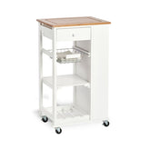 Carucior de bucatarie alb din bambus si MDF, 50 x 37 x 86,5 cm, Kitchen Trolley Zeller